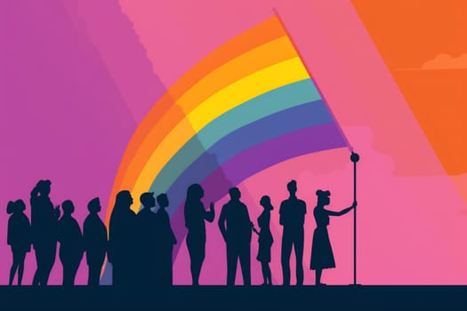 right celebration rainbow gay group homosexual community freedom flag concept lifestyle march culture protest activist parade homosexuality pride person illustration. Generative AI.