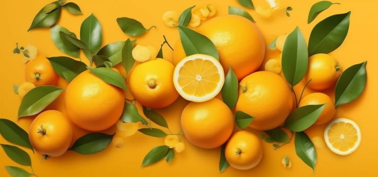 colorful juice lemon top background diet natural citric fruit sweet vitamin healthy fresh bright group concept flat summer juicy yellow food. Generative AI.