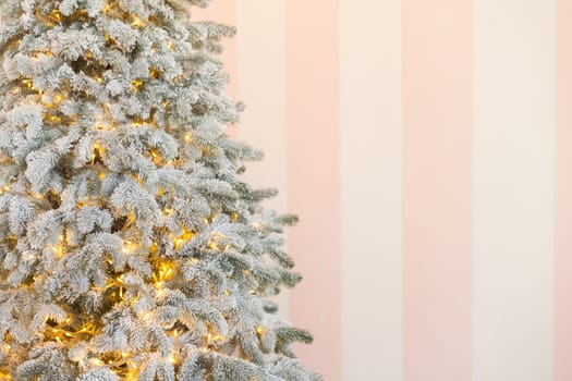 Christmas Home Interior with White Christmas tree