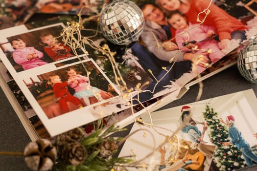 Photos of children against Christmas lights background