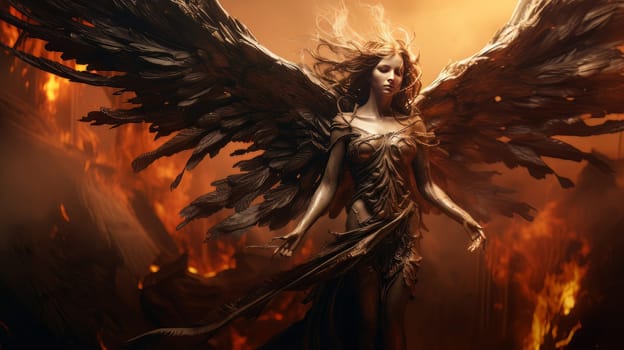 Epic beautiful female angel of hell. Apocalypse, Halloween, sin lust, AI