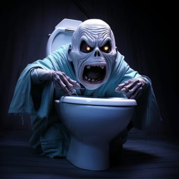 Creepy monster demonic entity from horror dream. Halloween scare room concept AI