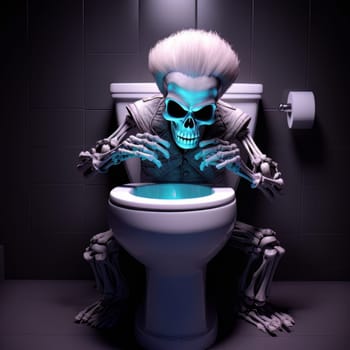 Creepy monster demonic skull from horror dream. Halloween scare room concept AI