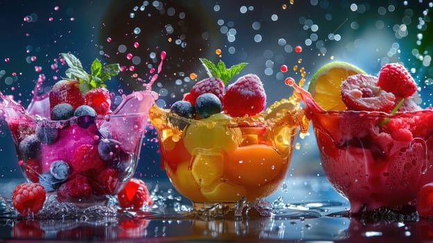 A beautiful summer dessert with berries and fruits. Selective focus. food.