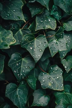 Wet leaves background texture. Selective focus. Nature,