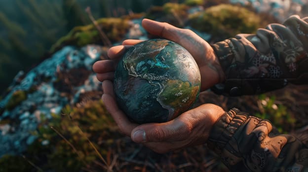 Planet earth in hands. Selective focus. Nature.