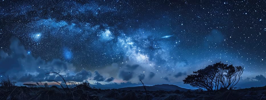 Starry sky starfall night. Selective focus. Nature.