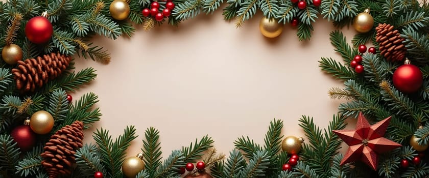 Light background for a postcard with Christmas decorations