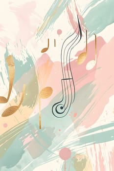 Soft pastel background featuring artistic music notes and splashes of color