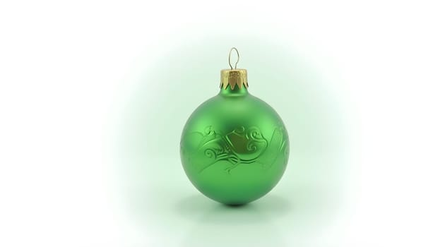 A classic green Christmas ornament ball with a shiny finish, perfect for adding elegance and festive cheer to any holiday tree. This timeless decoration captures the essence of traditional Christmas decor