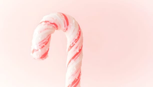 A close-up of a candy cane, isolated against a white or red background, showcasing its vibrant colors and swirling pattern. Perfect for holiday themes and festive visuals