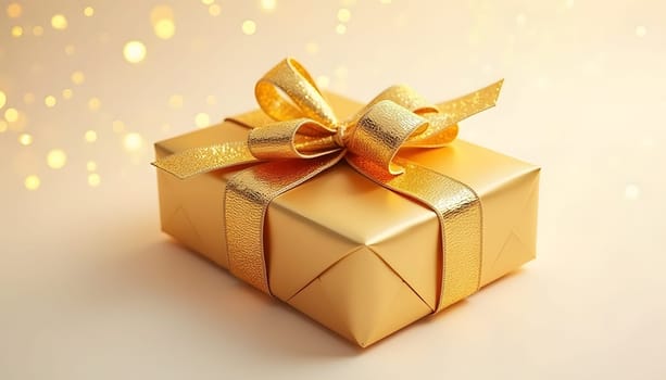 A beautifully wrapped Christmas gift with a shiny bow, fully isolated on a simple background to draw attention to the details. Perfect for holiday themes and festive presentations
