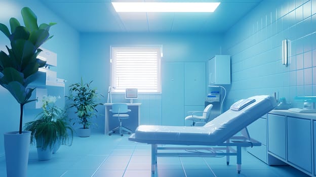 The medical exam room is clean, comfortable, with modern amenities for professionals