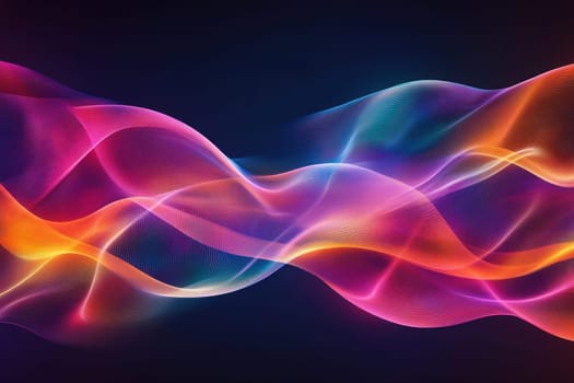 Smooth elegant gradient mesh flowing, forming abstract wave shape against dark background