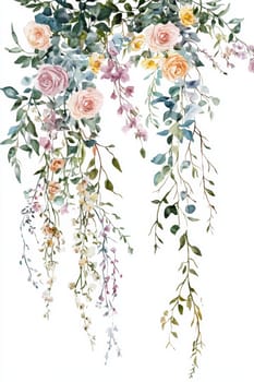 Flowers painted with watercolors on a white background. High quality photo