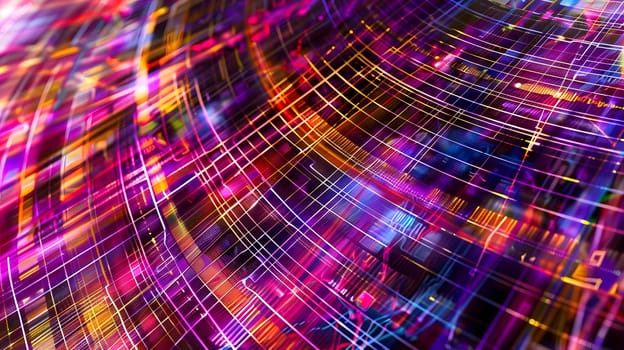 Vibrant abstract light trails creating a dynamic visual pattern with neon colors