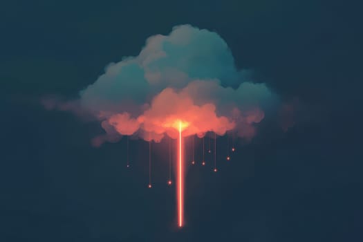 A captivating minimalist depiction of a glowing cloud releasing soft lights. This surreal piece evokes feelings of tranquility, creativity, and dreaminess.