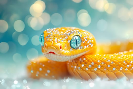 Yellow Snake head with rhinestones and diamonds