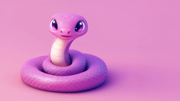 Cartoon purple snake on a pink background