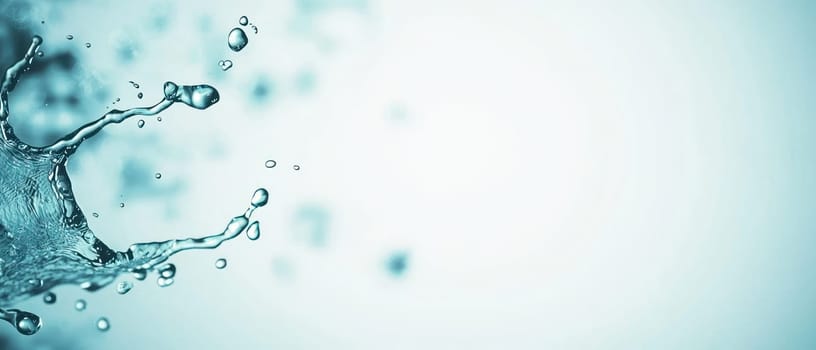 smooth blue water splash creates fine fluid details, evoking tranquility.