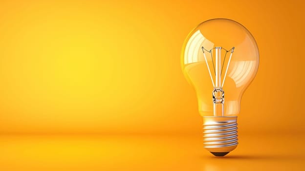 Bright light bulb against vibrant orange background, symbolizing creativity and ideas.