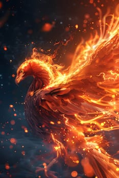 Vivid image of a phoenix engulfed in flames, symbolizing rebirth and immortality.
