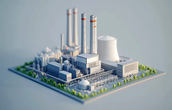 illustration of Nuclear power plant side view full length isolate on transparency background ..