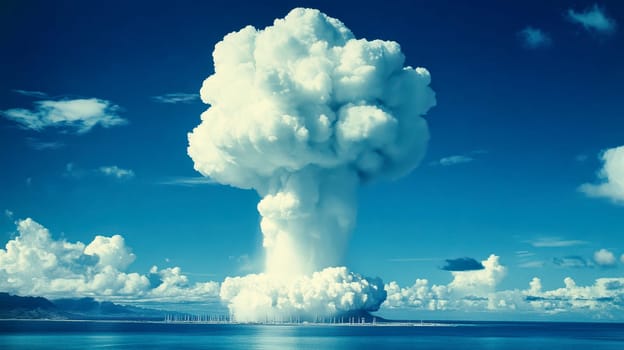 Explosion nuclear bomb mushroom cloud. ai generative.