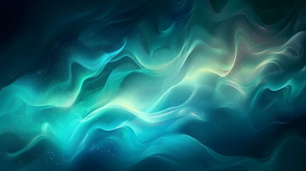 An electric blue pattern resembling the aurora borealis dances in the sky, fluid like liquid in darkness, a beautiful geological phenomenon