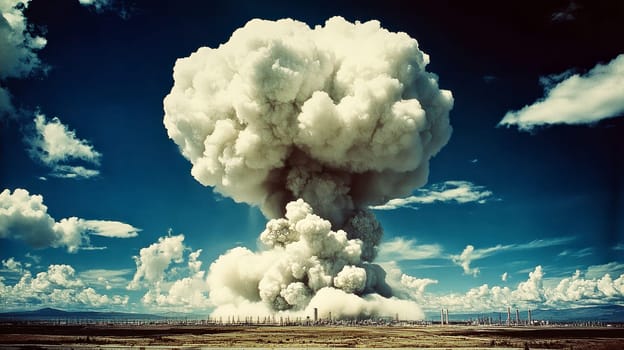 Explosion nuclear bomb mushroom cloud. ai generative.