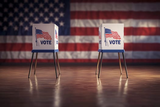 Voting booth for a political candidate at an election polling station USA. High quality illustration