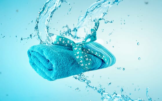 rolled sauna towel isolated on white background