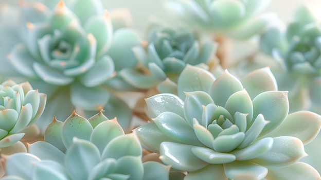 Delicate close-up image capturing the elegance of succulent plants and their green hues.