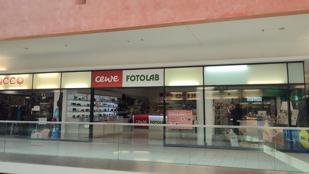 October 22 2024 Hradec Kralove, Czech Republic Europe, Kralov region, Kralovehradecky kraj, shopping mall, Fotolab store commercial building. High quality photo