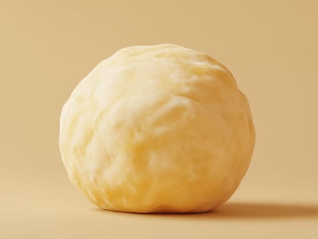 Close-up of a round, soft bread roll with a golden-brown top on a neutral background, highlighting texture and simplicity. No people.