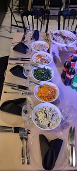 November 6 2024 Beer-Sheva city Israel,Papa Mishel restaurant, salads and appetizers in a restaurant, healthy food proteins carbohydrates lunch dinner breakfast, drinks. High quality photo