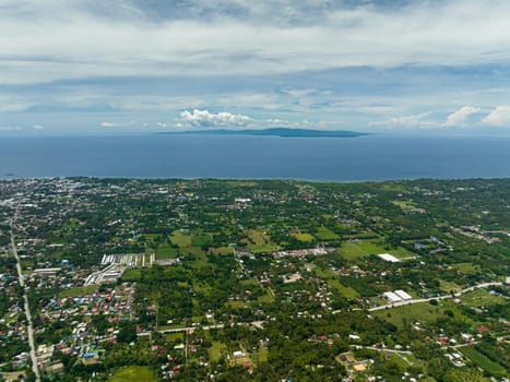 Aerial drone of Dumaguete city is the capital of Negros Oriental, Philippines.
