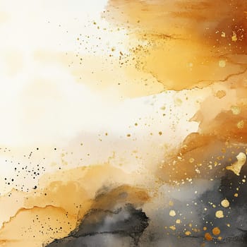 This artwork showcases a harmonious blend of warm brown tones and golden accents, creating a tranquil ambiance through gentle transitions and splatters.