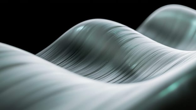Abstract metallic shape with lines flowing on a black background. Perfect for websites, presentations, and marketing materials