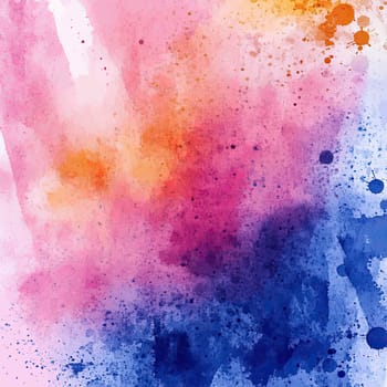 This artwork features an energetic blend of pink, orange, and blue watercolor, creating a dynamic and striking visual effect, ideal for artistic projects.