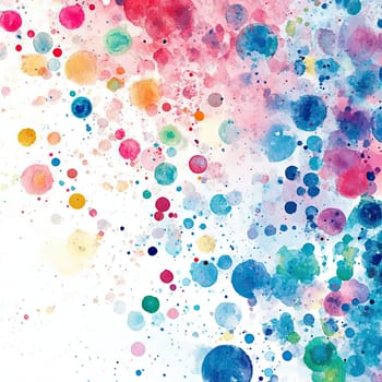 A vibrant assortment of circular shapes in various colors forms an abstract watercolor design, creating a lively and cheerful background suitable for creative projects.