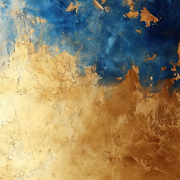 A captivating abstract artwork features a dynamic mix of deep blue and shimmering gold textures, creating an eye-catching visual contrast. The piece exudes modern elegance.
