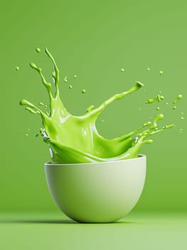 vibrant green juice splash frozen in motion, showcasing freshness and energy.
