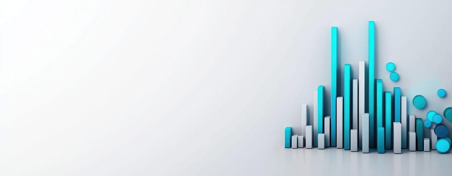 Sleek bar graphs and line charts in blue and gray tones create modern visual.
