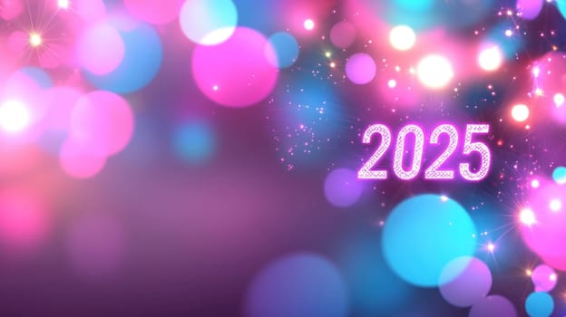 Bright and colorful bokeh background with year 2025 prominently displayed.