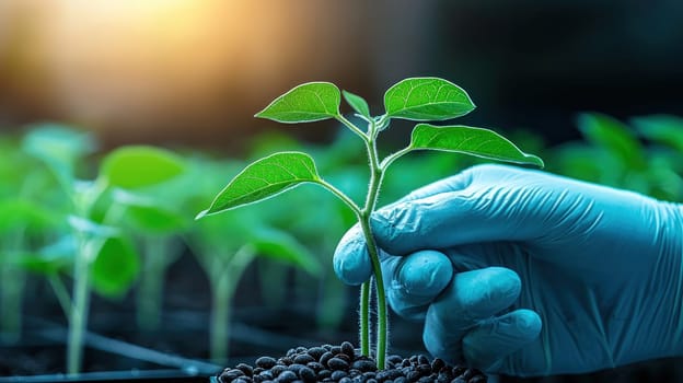 Nurturing young plant with care, showcasing growth and potential.