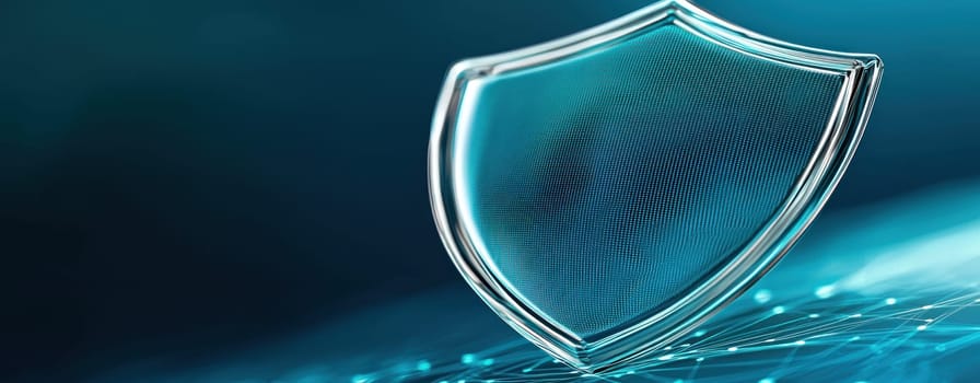 Digital shield symbolizing cybersecurity protection and safety.