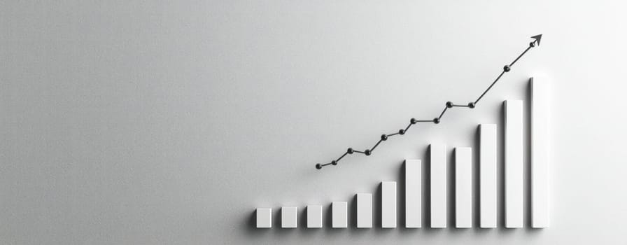 Growing bar graphs and line charts represent positive trends in data analysis.