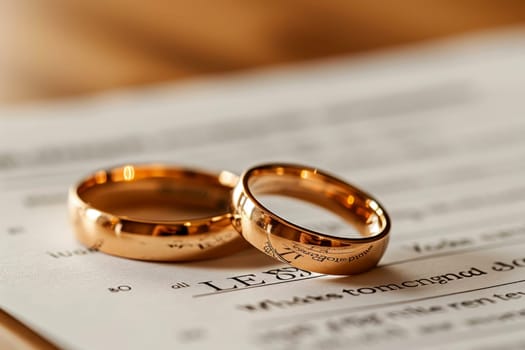 Two elegant gold wedding rings symbolizing love, commitment, and unity Perfect for marriage related themes, engagements, and romantic celebrations.