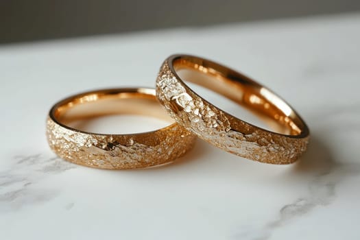 A photograph of two wedding raw rings featuring same colour on isolated white background, with one ring and the other beside it --ar 3:2 --style raw --stylize 250 --v 6.1 Job ID: d05cc750-97ba-498e-b943-0542de77c7ad